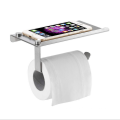 wall-mounted toilet tissue paper roll holder with platform phone holder adhesive